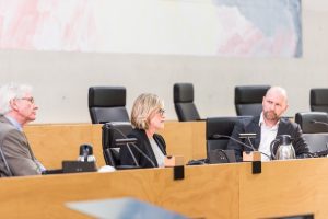 Panellists at on of Caxton's Justice in Focus event discuss human rights in the Banco Court