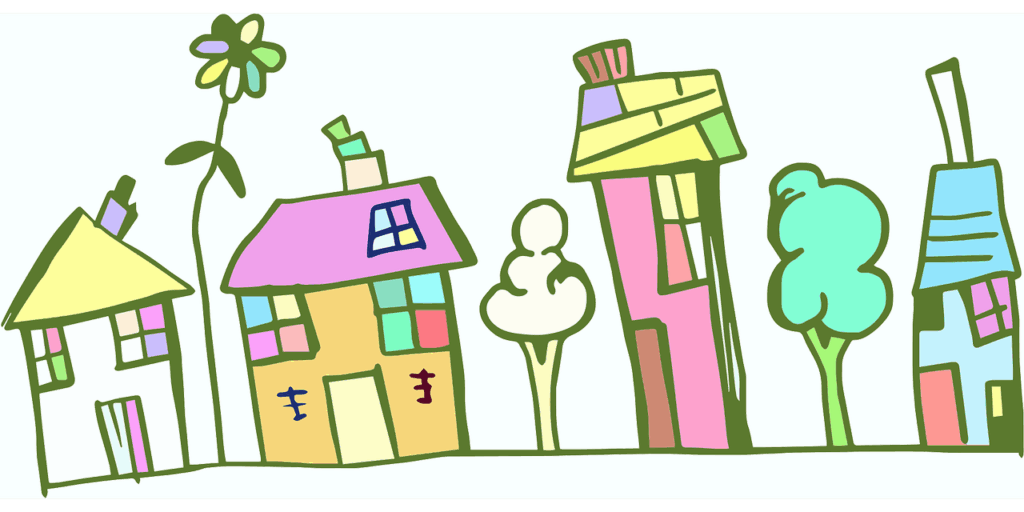 doodle of a street with houses
